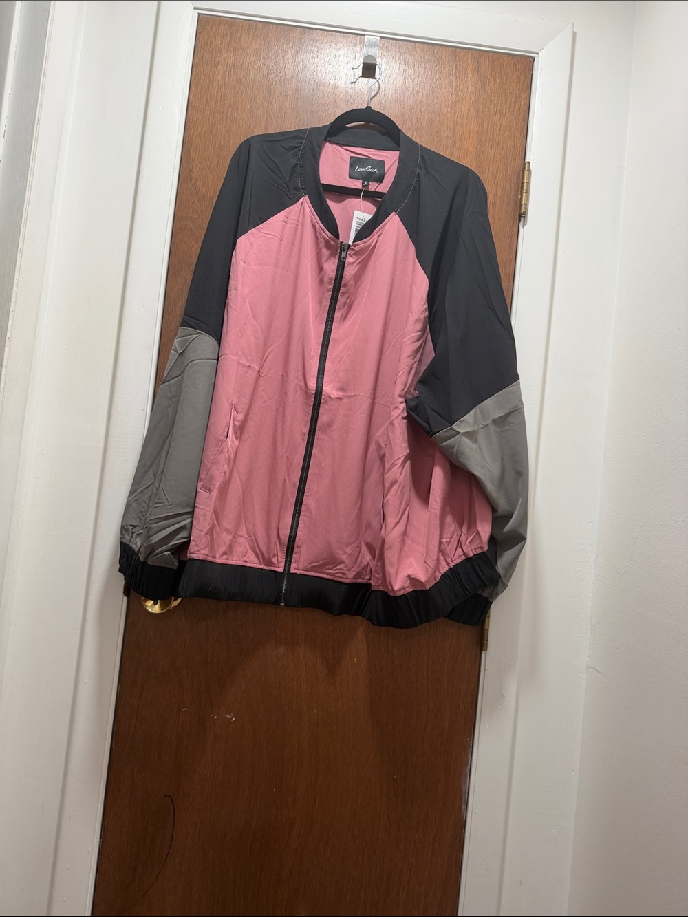 torrid Pink, Black & Gray Colorblock Bomber Jacket